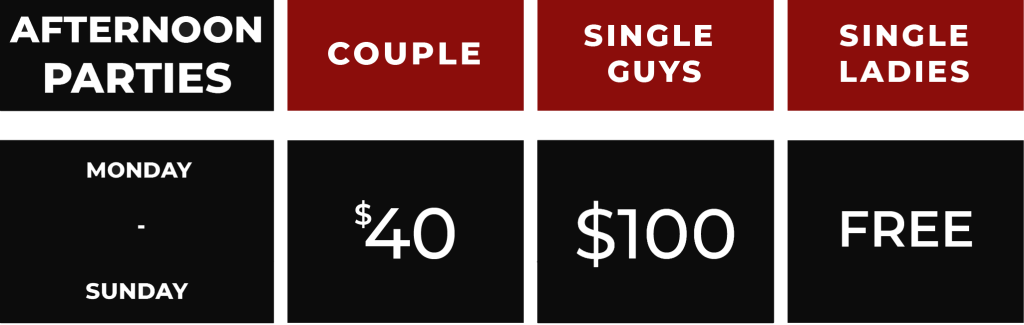 Table Afternoon Pricing
